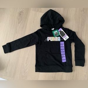 New Kids Size XS 5/6 Puma Black Sweatshirt Hoodie Long Sleeve Sweater Children